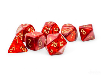 Kości zestaw RPG Chessex 22414 Scarab Scarlet / Gold Mega-hedral