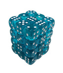 Kości 36xD6 Chessex 23815 Transparentne cyjanowe / białe oczka