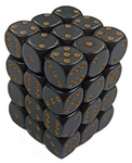 Kości 36xD6 Chessex 25828 matowe Czarne / złote oczka
