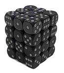 Kości 36xD6 Chessex 25808 matowe czarne / białe oczka