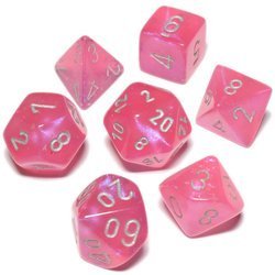 Kości zestaw RPG Chessex Borealis Pink/Silver