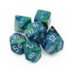 Kości zestaw RPG Chessex Festive Green w/Silver