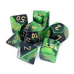 Kości zestaw RPG Chessex Gemini Black-Green/Gold