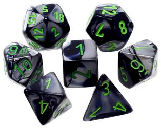 Kości zestaw RPG Chessex Gemini Black-Grey/Green