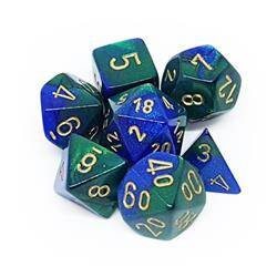 Kości zestaw RPG Chessex Gemini Blue-Green/gold