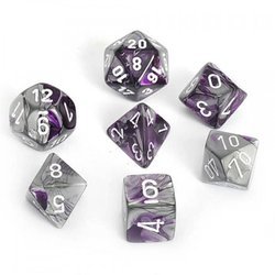 Kości zestaw RPG Chessex Purple-Steel/White