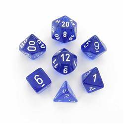 Kości zestaw RPG Chessex Translucent Blue/White