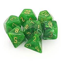 Kości zestaw RPG Chessex Vortex Green w/Gold