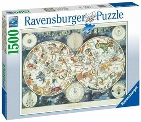 Puzzle 1500 Mapa z fantastycznymi zwierzętami (Ravensburger)