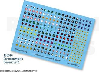 Rubicon Models 130016 Kalkomania Commonwealth Generic Set #1 Decal Sheet