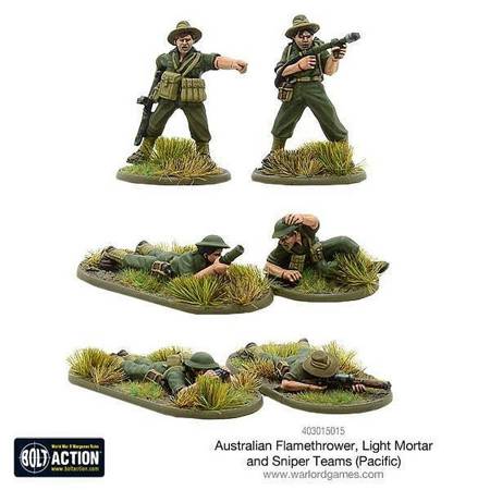 Bolt Action Australian Flamethrower, light mortar and sniper teams (Pacific)