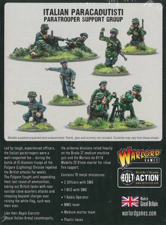 Bolt Action Italian Army Paracadutisti Paratrooper Support Group