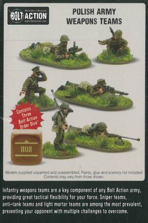 Bolt Action Polish Army Weapons Teams + 3 kości rozkazów