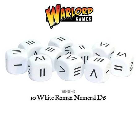 Hail Caesar / SPQR zestaw kości rzymskich D6 White Roman Numeral (Warlord)