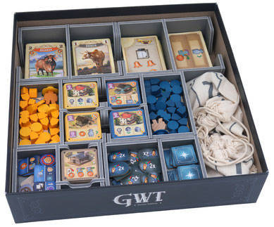 Insert do gry Great Western Trail Second Edition mieści dodatek Kolej Na Północ