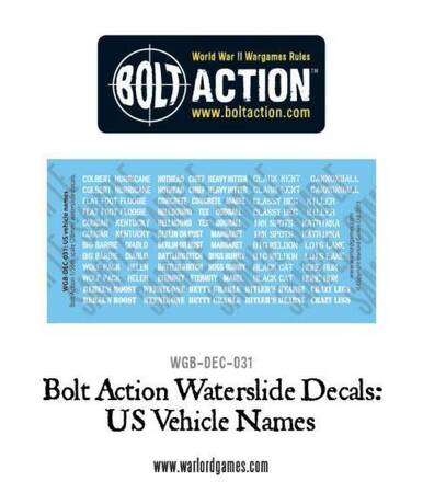 Kalkomania Bolt Action WGB-DEC-031 US Vechicle Names