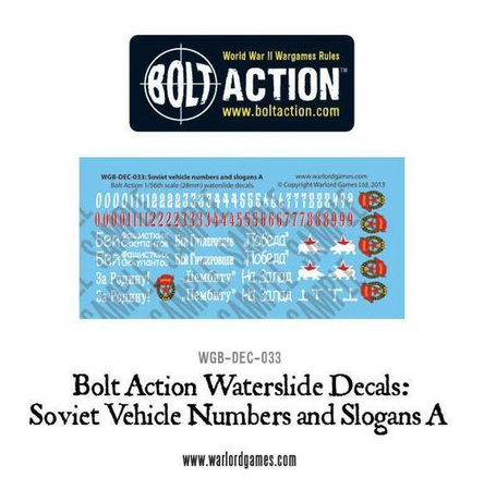 Kalkomania Bolt Action WGB-DEC-033 Soviet Vechicle Numbers and Slogans A