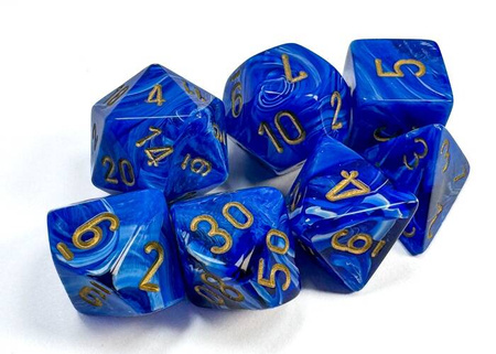 Kości zestaw RPG Chessex 27436 Vortex Blue/Gold