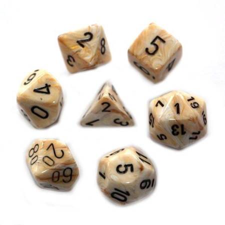 Kości zestaw RPG Chessex Marble Ivory/Black