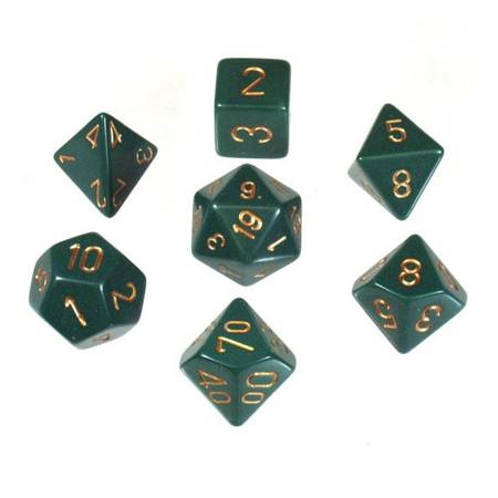 Kości zestaw RPG Chessex Opaque Dusty Green/copper