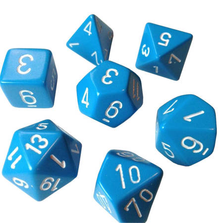 Kości zestaw RPG Chessex Opaque Light Blue/white