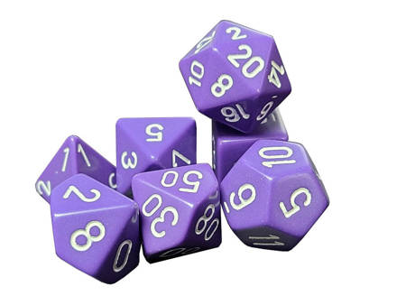 Kości zestaw RPG Chessex Opaque Purple/White