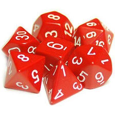 Kości zestaw RPG Chessex Opaque Red/White