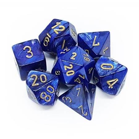 Kości zestaw RPG Chessex Scarab Royal Blue/Gold