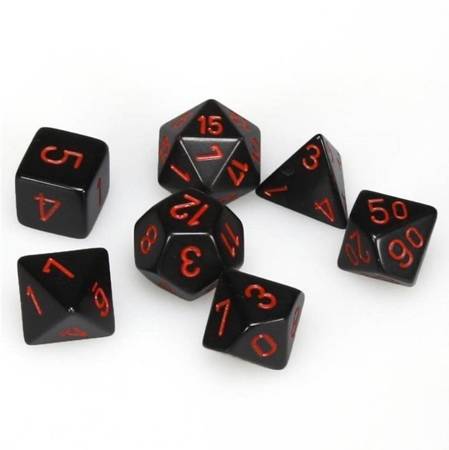 Kości zestaw RPG Opaque Black w/ Red Chessex