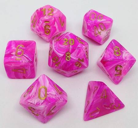 Kości zestaw RPG Vortex Pink Gold Chessex