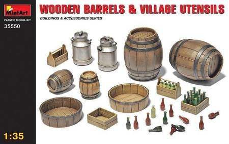 Mini Art 35550 Wooden Barrels and Village Untensil