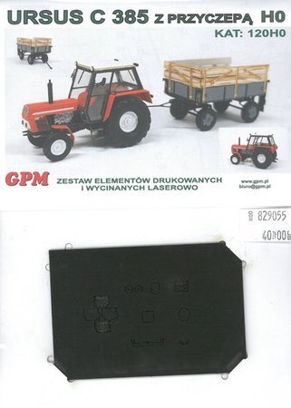 Model kartonowy GPM 120H0 Ursus C 385 z przyczepą 1:87(H0)