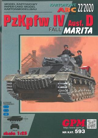 Model kartonowy GPM 593 Pz.Kpfw IV Ausf D Fall MARITA 1/25