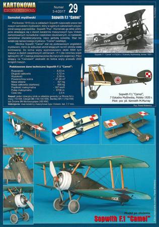 Model kartonowy Kartonowa Kolekcja 29 Sopwith F.1 "Camel"