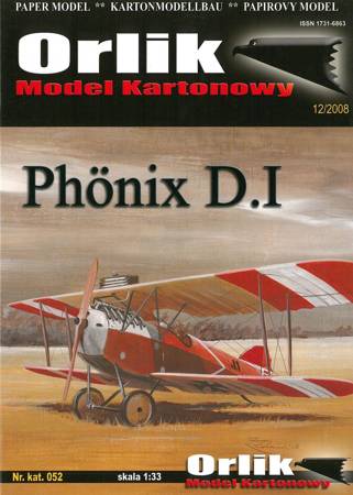 Model kartonowy Orlik 052 Samolot mysliwski Phonix D.I