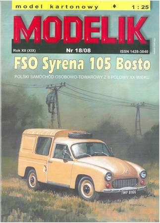 Modelik 18/08 FSO Syrena 105 Bosto model kartonowy do sklejenia