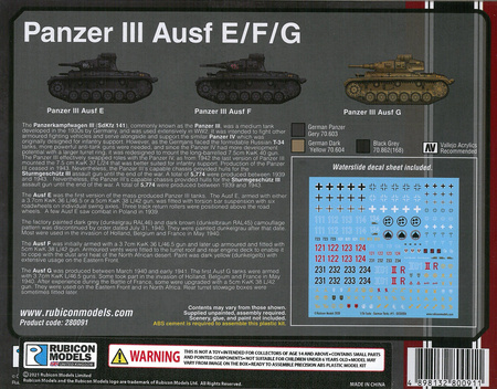 Rubikon Models 280091 SdKfz 141 Panzer III Ausf E/F/G