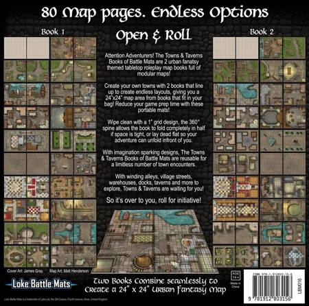 Towns & Taverns Books of Battle Mats RPG - 2 księgi map taktycznych