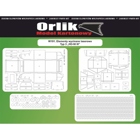  Orlik W191 Elementy wycinane laserowo do modelu kartonowego Orlik 191 Typ 3 "Ho-ni" III