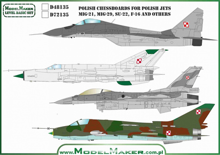 ModelMaker D72135 Polish Chessboards For Polish Jets zestaw kalkomanii w skali 1:72