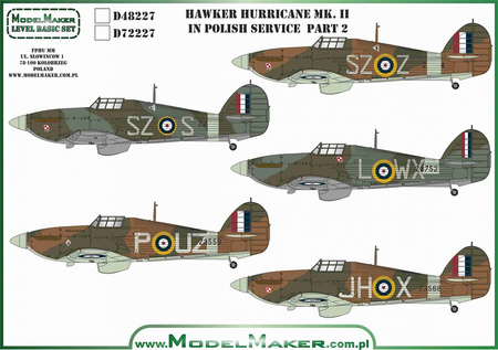 ModelMaker D72227 Hawker Hurricane Mk.II in Polish Service part 2 zestaw kalkomanii w skali 1:72