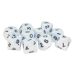 Zestaw Kości D10 White białe (Warlord)