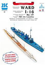 Model kartonowy JSC nr 66 niszczyciel Ward, okręt podwodny I-16