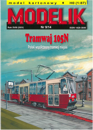 Modelik 9/14 Tramwaj 105N model kartonowy do sklejenia