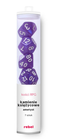 Komplet kości RPG Kamienie Księżycowe Ametyst