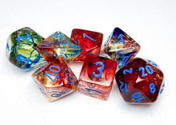 Kości zestaw RPG Chessex 27559 Nebula Primary w/ Blue Luminary