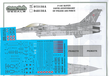 ModelMaker D72138A F-16C Raven 100th Anniversary of Polish Air Force zestaw kalkomanii w skali 1:72