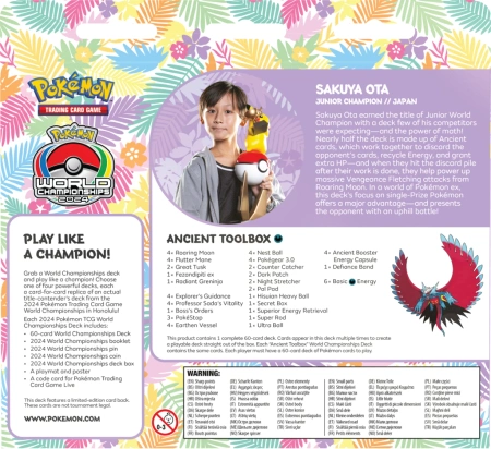 Pokemon TCG World Championships Deck Honolulu 2024 Ancient Toolbox