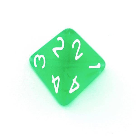 Kości zestaw RPG kryształ jasnozielone białe cyfry (Rebel)