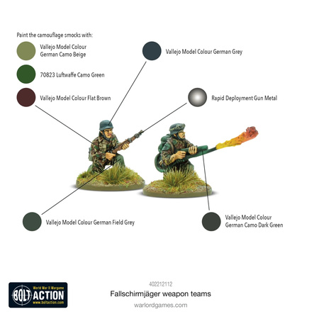 Bolt Action German Fallschirmjager Weapons Teams + 3 kości rozkazów
